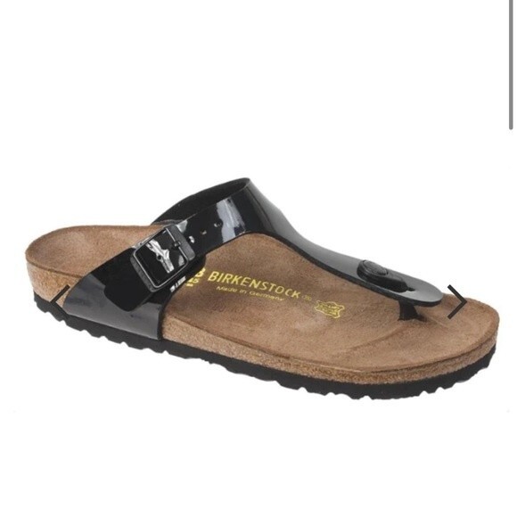 Birkenstock Gizeh Sandals in Black Patent Leather 7 - Picture 1 of 15